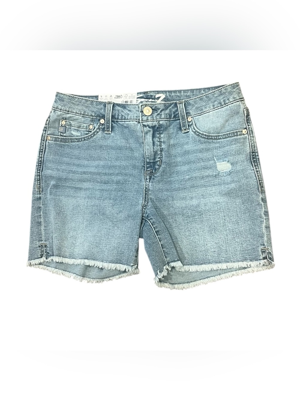 New Seven7 Weekend Short Light Blue Denim Frayed Hem Shorts Size 4 Modest Length